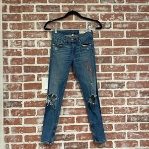 B18 Women’s Rag & Bone Zipper Capri Cropped Skinny Jeans Fair Condition Size‎ 24